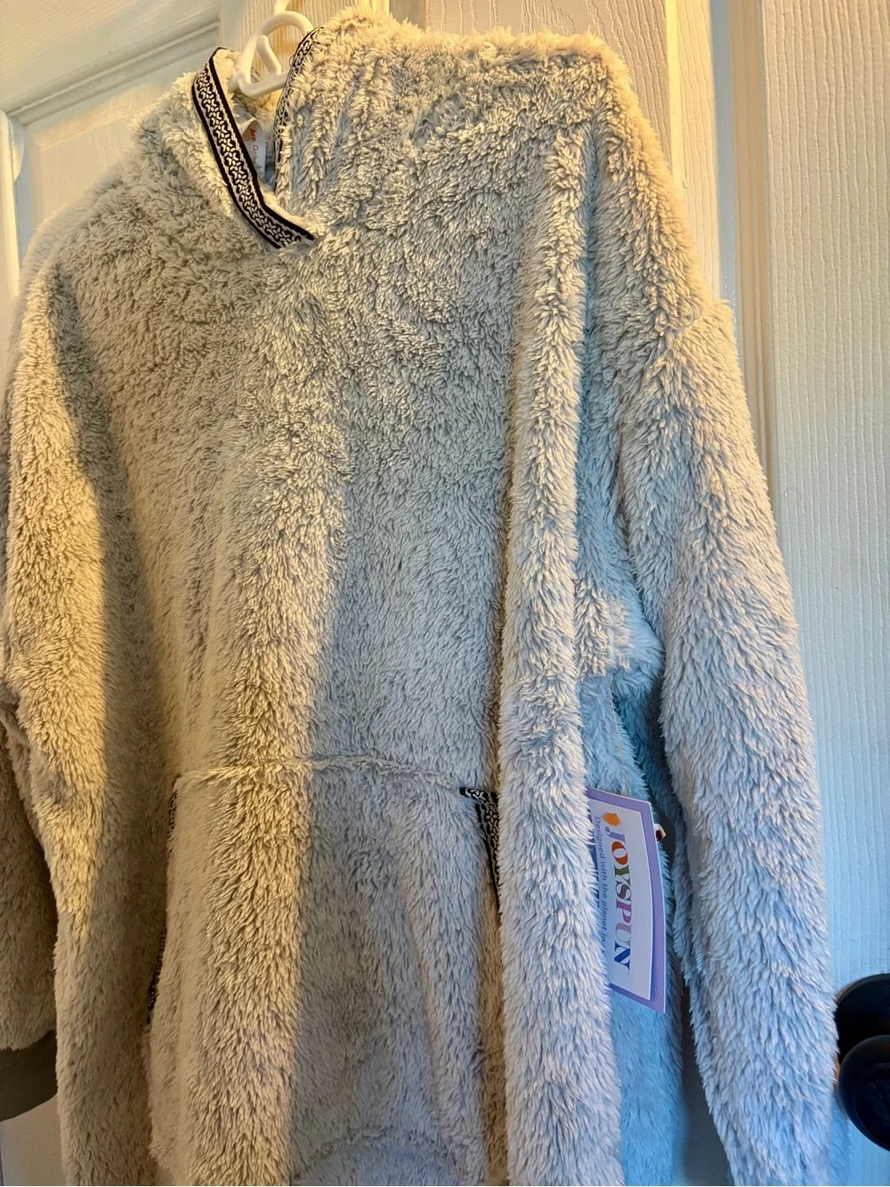Cozy Plush Hooded Lounge Robe - Light Gray | Wearable Blanket